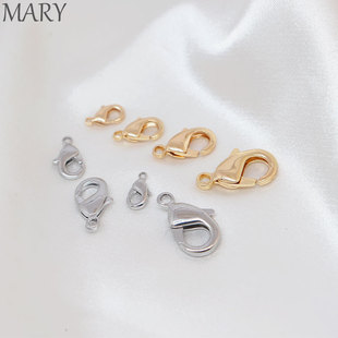 18K包金强保色大号龙虾扣手工diy珍珠项链收尾扣手链连接弹簧搭扣