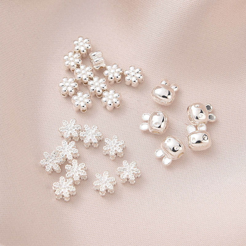 铜镀厚银保色立体雪花隔珠手工diy手串兔头转运珠手链串珠材料,饰品/流行首饰/时尚饰品新,其他DIY饰品配件,淘宝优惠券,粉丝福利购,淘宝优惠卷