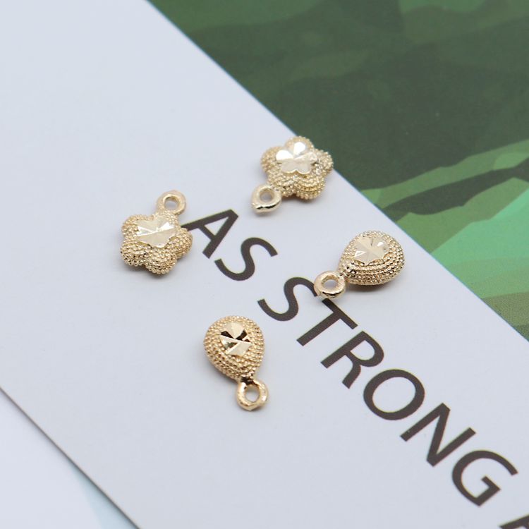 包金实心水滴项链挂坠饰品材料