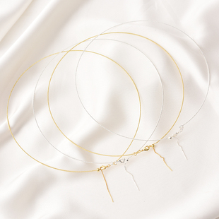 高保铜镀18K金色伸缩批花带针可串珠万能项圈手工diy银色首饰配件