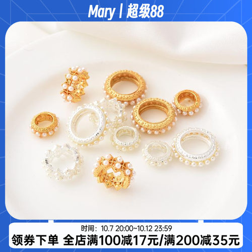 古法镀18k金镶双层贝珠隔珠跑环