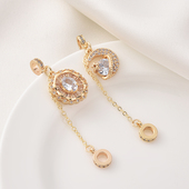 14K包金微镶锆石安全链月亮吊坠手作diy吊饰装 饰链隔珠首饰配件