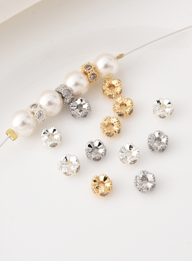 14K包金微镶锆石小号4MM隔片手工diy饰品配件手链项链白金色隔珠