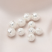 保色铜镀厚银镂空球手工diy手链手串隔珠通孔转运珠首饰散珠材料