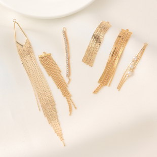 18K包金欧美风耳环流苏手工diy耳饰白金色吊坠挂件自制耳环材料