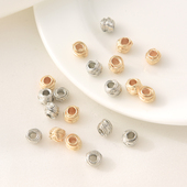 14K包金保色线圈隔珠手工diy手串手链配珠珍珠项链白金异形珠材料