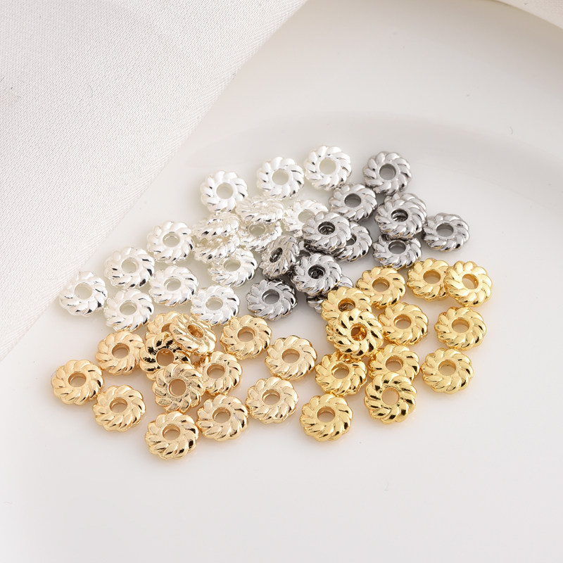 保色14K包金风车隔片手工diy手链手串电镀银白金色隔珠串珠材料