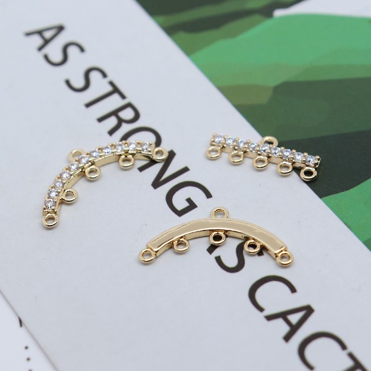 diy包金镶锆石弧形流苏手工发簪