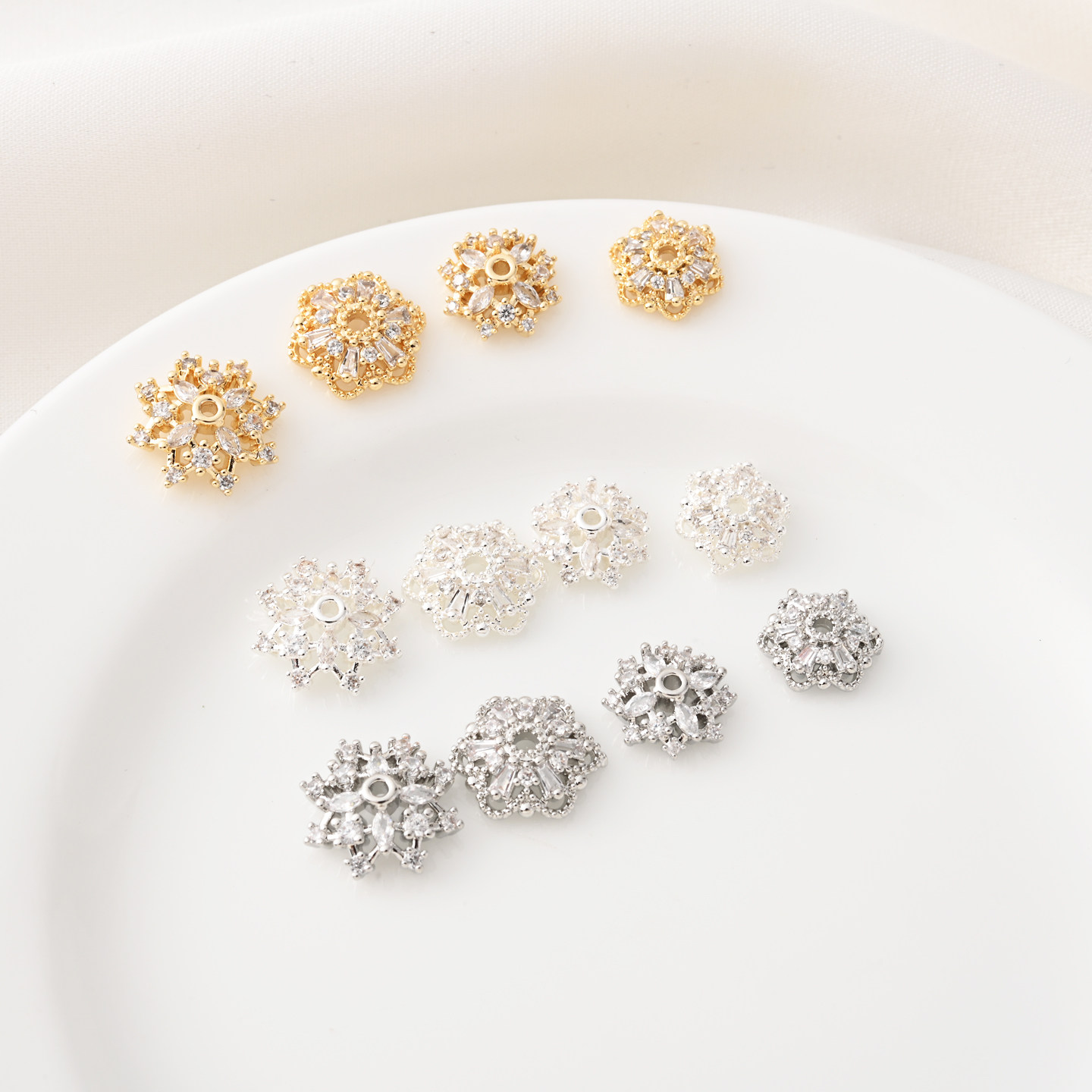 14K包金高保镶锆石镂空花托珠托手工DIY饰品电镀白金隔珠花帽材料,饰品/流行首饰/时尚饰品新,其他DIY饰品配件,淘宝优惠券,粉丝福利购,淘宝优惠卷