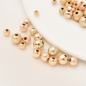 14K包金磨砂金珠保色圆珠饰品隔珠散珠DIY手工材料配件镀金串珠子