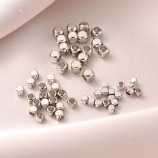 保色铜镀白金方形隔珠手工diy手串手链倒角珠配件四方珠散珠材料