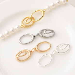 14K包金高保环环相扣手链收尾扣手工diy珍珠项链银色白金色连接扣