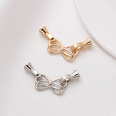 14K包金蝴蝶珍珠扣手工diy手链项链收尾连接扣可打开白金色万能扣