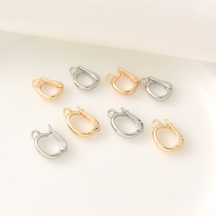 14K包金光面D字珍珠项链吊坠扣手工diy手链挂件吊饰白金色连接扣