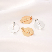 14K包金保色圆形带螺旋扣胸针手工diy银色圆形托盘扣饰品配件胸扣