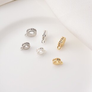 高保色铜镀14K金镶锆石车轮隔珠手工diy水晶手链项链吊坠连接扣头