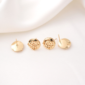 mary饰品保色14K包金莲蓬头耳钉手工diy耳饰配件纯银针网格耳针