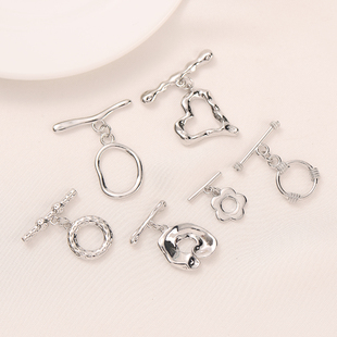 保色铜镀白金色珍珠项链OT扣手工diy饰品配件手链收尾连接搭扣头