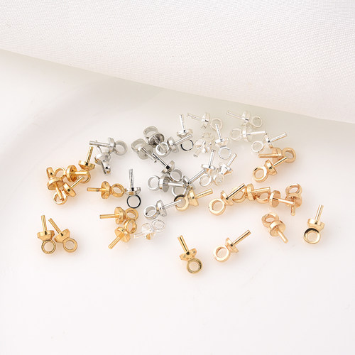 14K包金diy手工珍珠白金色吊坠扣