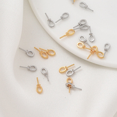 14K包金保色9字羊眼针手工diy饰品配件半孔珍珠吊坠扣项坠帽针