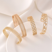 14K包金镂空半成品宽版 半圆开口贵妃镯子手工diy饰品配件手镯材料