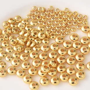 18K包金算盘珠散珠隔片手工diy手链隔珠饰品配件金珠轮胎珠飞碟珠