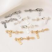 14K包金镶锆四叶草龙虾连接扣手工diy珍珠手链电镀白金银色收尾扣