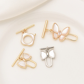 14K包金镶锆石贝母蝴蝶OT扣头手工diy珍珠项链手链收尾链接搭扣