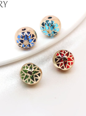 14K包金五角星宝石球隔珠手工diy饰品配件手串手链串珠子红色散珠