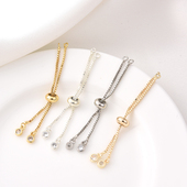 14K包金盒子链延长链配件手工diy手链收尾可调节伸缩镀银白色尾链