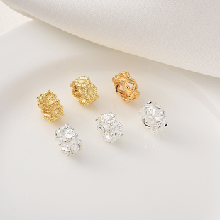 饰跑环配珠首饰材料 铜镀18K真金高保花环隔珠手工diy手链手串装