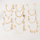 高保14K包金镶锆五角星安全链手工diy手链水晶装 饰链月亮雪花吊饰