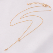 强保色14K包金O字链带珍珠帽吊坠托可调节长短伸缩Y字项链45 5CM