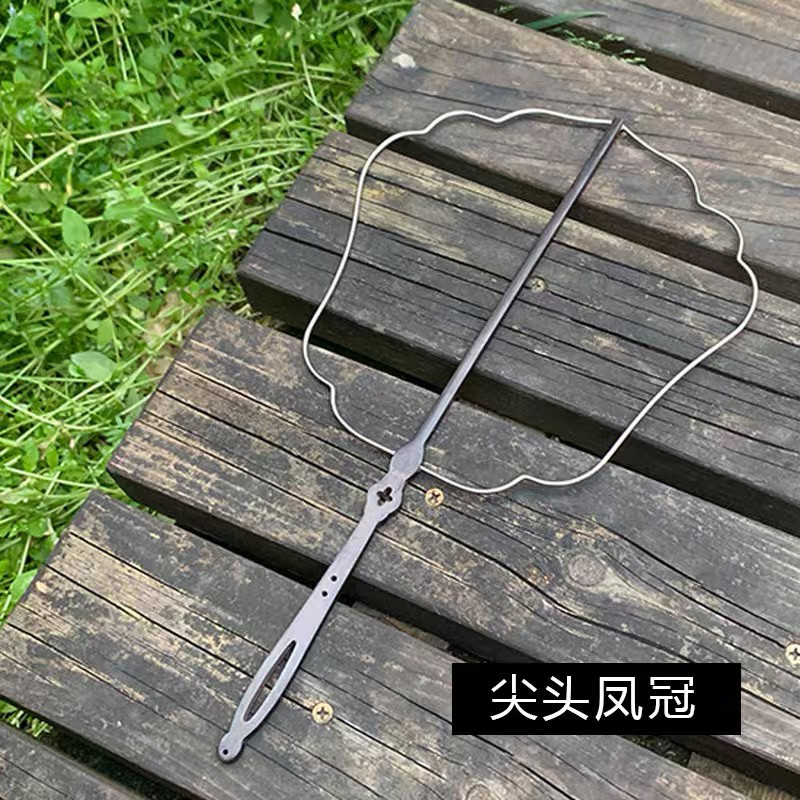 精品紫光檀柄不锈钢圈扇框图片