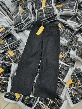 鑫丽辉1367款羊毛呢直筒裤女时尚高级感窄版阔腿裤洋气款职业裤