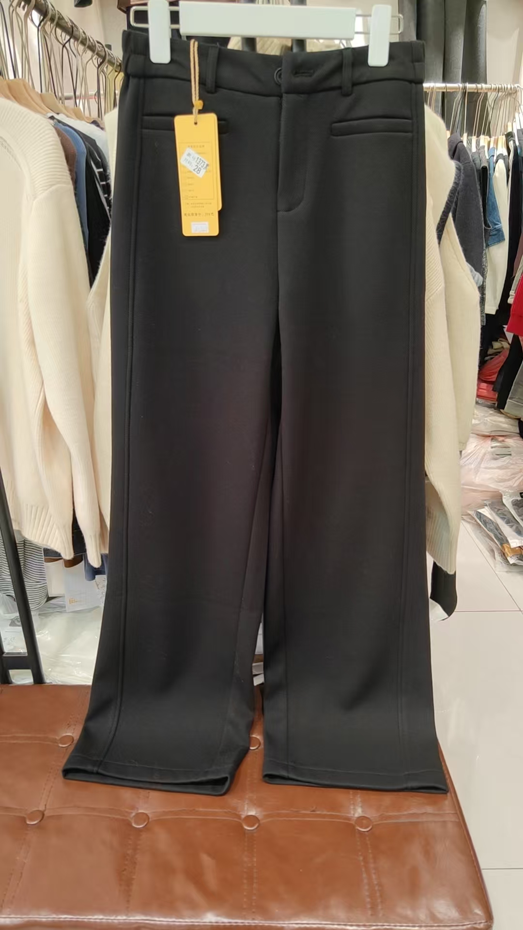 鑫丽辉1373款松紧腰高腰显瘦阔腿裤加绒时尚筒裤弹力舒适百搭女裤