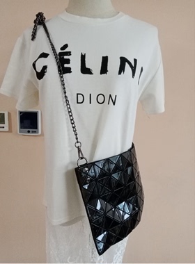 意大利本土RC Roberto Della Croce酷帅黑色镭射菱形斜挎链条包