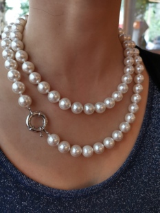 店主自留澳白平替12mm澳洲深海贝壳极光小灯泡珍珠气质项链耳钉