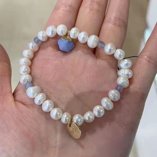 西班牙小众DADA BURMA森系小清新上品紫色天然石淡水珍珠手链手镯