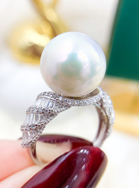 美过澳白珍珠水晶财阀千金戒指