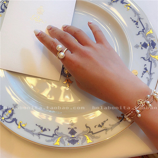 法国巴黎JINGER欧洲工匠10mm天然双珍珠开口时尚 简约戒指新年礼物