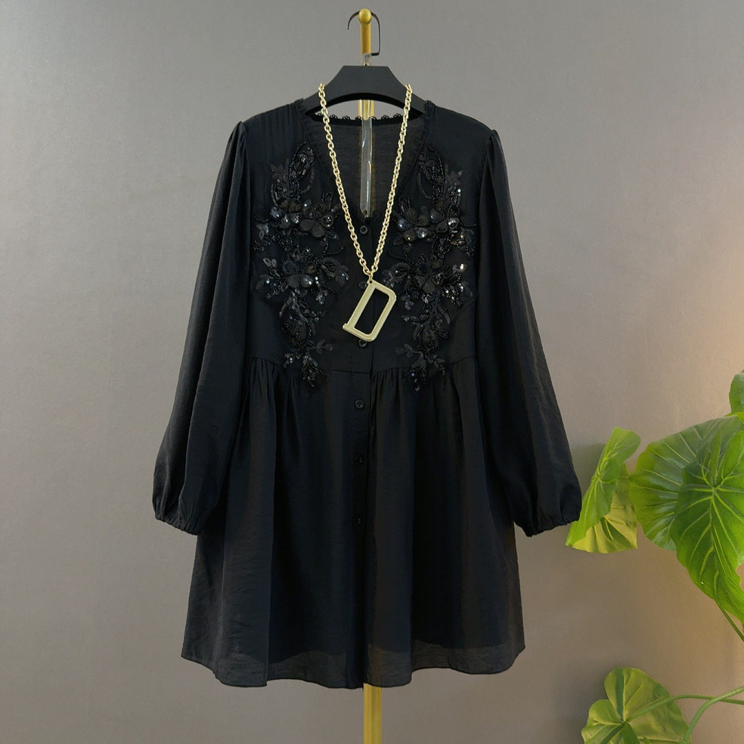 欧洲站新款时尚大码长袖气质刺绣百搭遮肉显瘦中长款宽松打底衫女,女装/女士精品,蕾丝衫/雪纺衫,淘宝优惠券,粉丝福利购,淘宝优惠卷