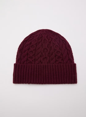 （麻花C系列）薯紫色秋冬新款针织帽女保暖护耳百搭251202