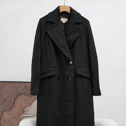 中国通勤西装领长款双排扣直筒型