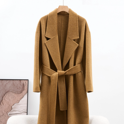 极简风双面羊毛大衣女长款