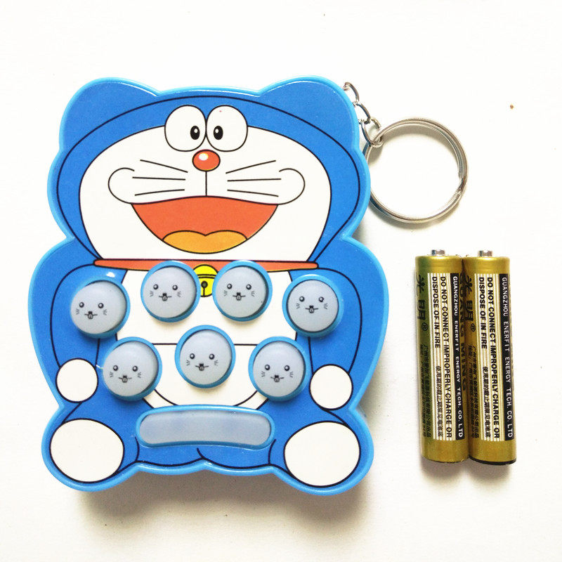 哆啦A梦打地鼠钥匙扣皮卡丘迷你掌上游戏机益智解压挂件卡通玩具