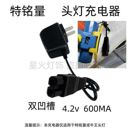 特铭量头灯充电器 特明亮电源线充电头 双孔头灯充电线A78A98a88