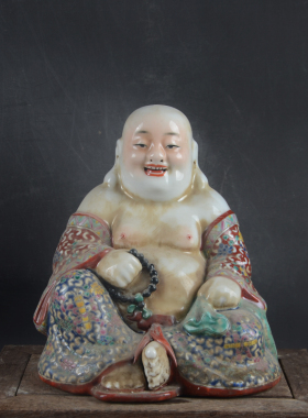 古玩古董收藏老货旧货弥勒罗汉佛像摆件博古架摆件瓷器家居装饰品