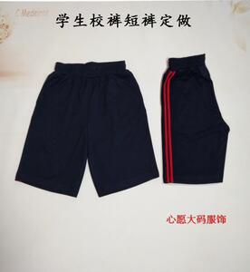夏薄款男女学生短裤校服班服团体定做红色两道杠休闲运动跑步短裤