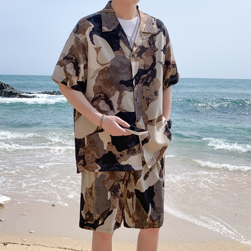 短袖衬衫套装男士夏季新款宽松休闲短裤两件套DZ510-P65,男装牛仔裤,星座503-3（原B356）